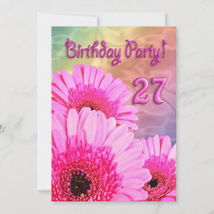 27ème anniversaire invitation à la fête avec fleur