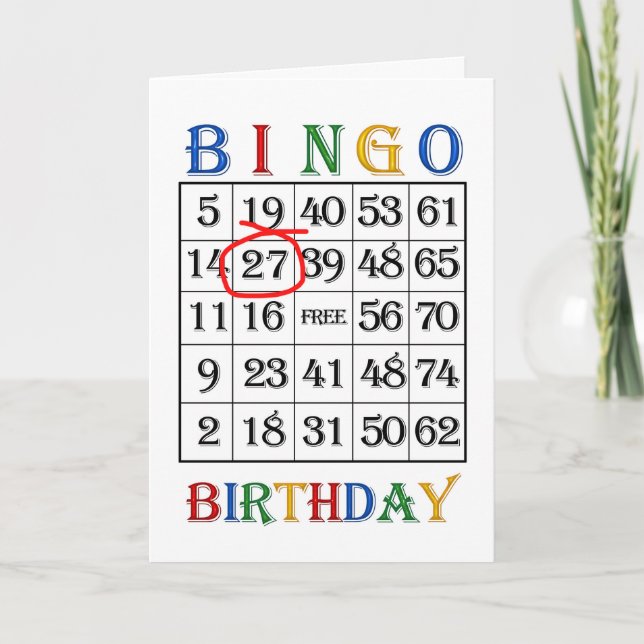 27ème Carte de bingo-test d'anniversaire (Devant)