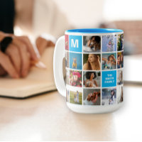 28 Collage Photo Famille Mug Monogrammé