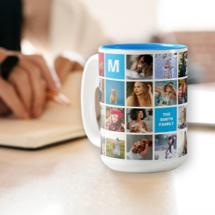 28 Collage Photo Famille Mug Monogrammé