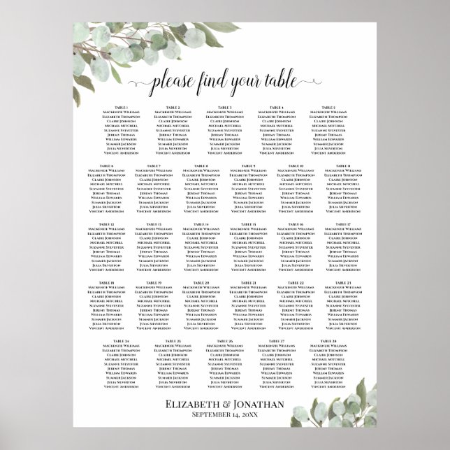 28 Tableau Mariage Places assises Eucalyptus Vert (Devant)
