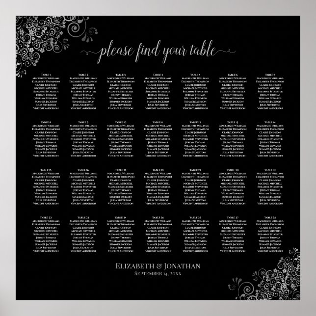 28 Tableau Mariage Plafonds en argent Noir (Devant)