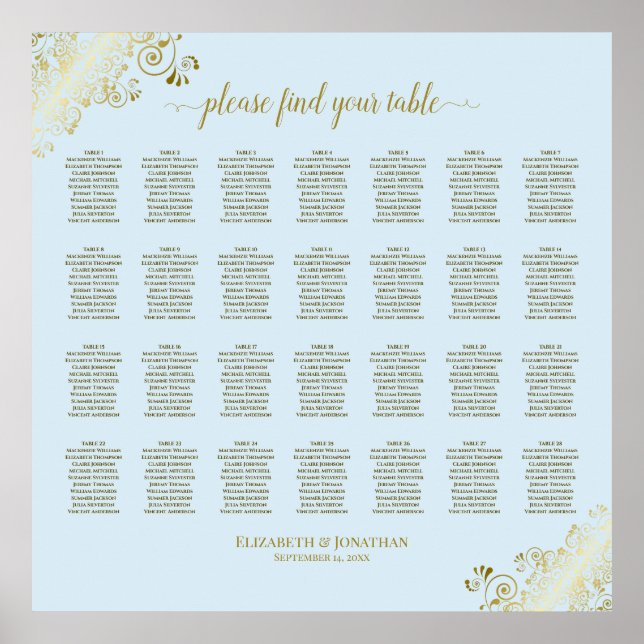 28 Tableau Mariage Plat en poudre Bleu et Or (Devant)