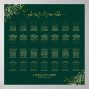 28 Tableau Mariage Siège Emerald Green Gold