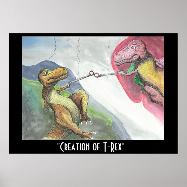 28"x20" Poster Print "Creation of T-Rex" (Devant)