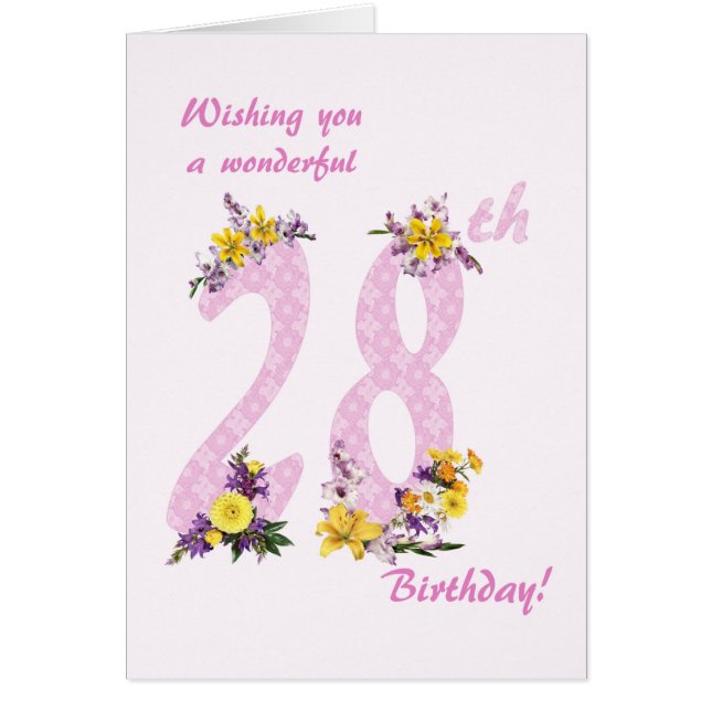 28e anniversaire Fleur Nombre décoré (Devant)