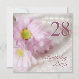 28e anniversaire invitation de fête avec marguerit