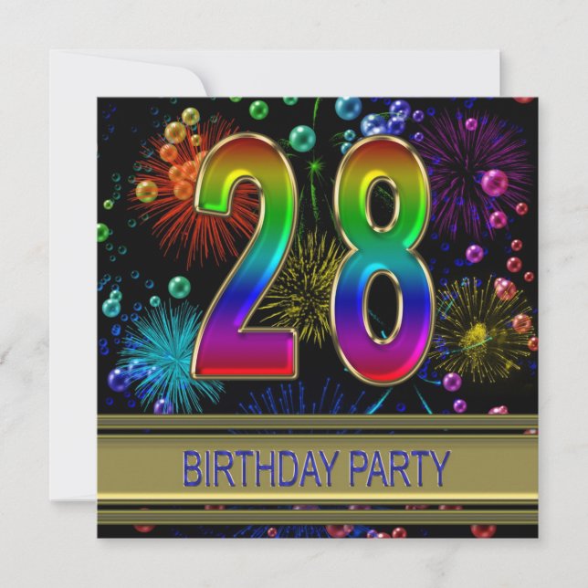 28e fête d'anniversaire Invitation avec bulles (Devant)
