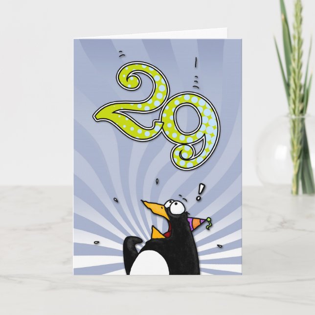 29e anniversaire - Carte de surprise de pingouin (Devant)