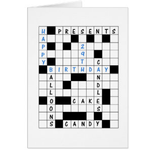 29e anniversaire, Crossword Puzzle carte d'anniver