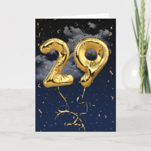 29e Anniversaire Gold Mylar Balloon et carte Confe
