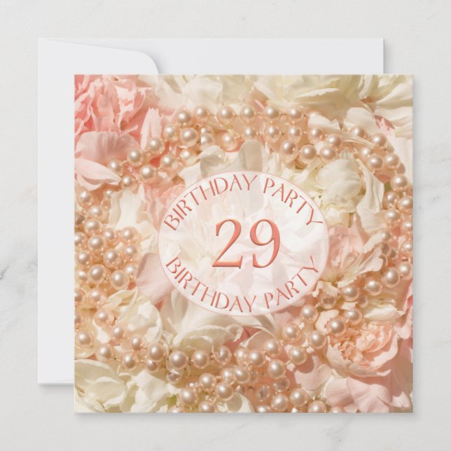 29e anniversaire invitation de fête avec perles (Devant)