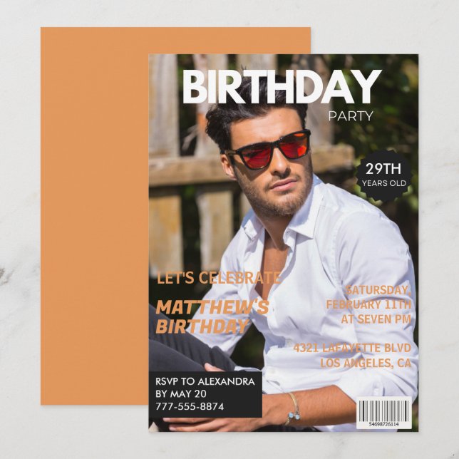 29th birthday invitations for him Magazine Cover (Devant / Derrière)