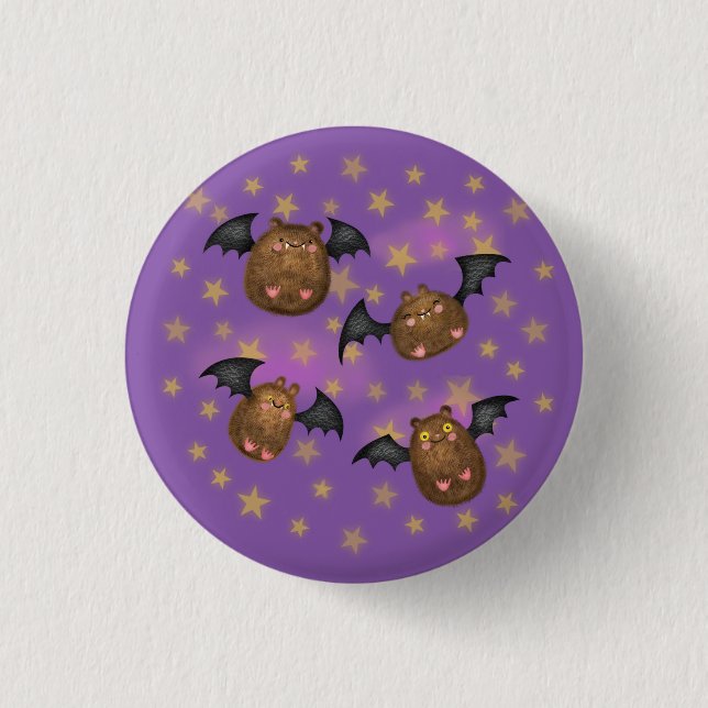 2,50 Cm Mignonne, câliné chauve-souris badge rond (Devant)