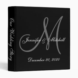 2,54 Cm Élégant Monogramme noir et blanc Mariage Classeur