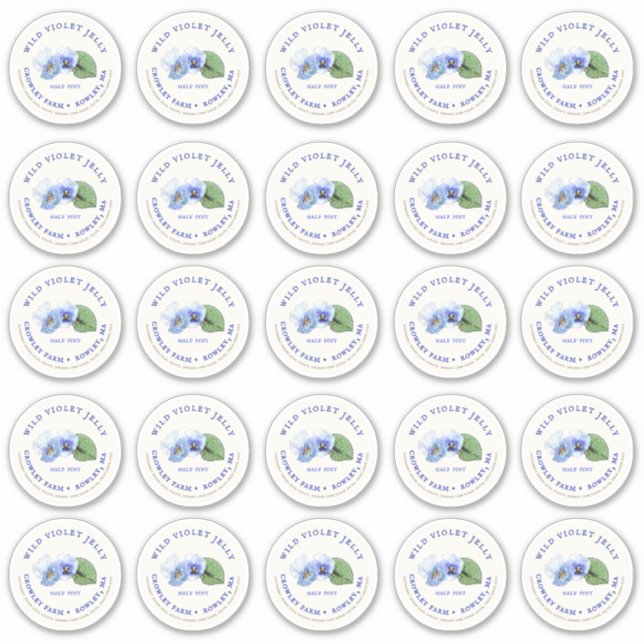 2,5" large bouche Mason Jar Jelly Lid Étiquette Vi (Devant)