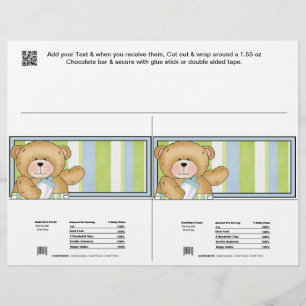 2 Bébé Ours Douche Candy Bar Wrappers Fête Faveurs
