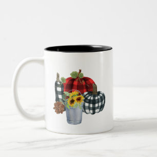 #2 Bison rouge et noir et blanc Plaid Fall Mug