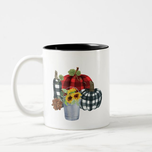#2 | Bison rouge et noir et blanc Plaid Fall Mug (Gauche)