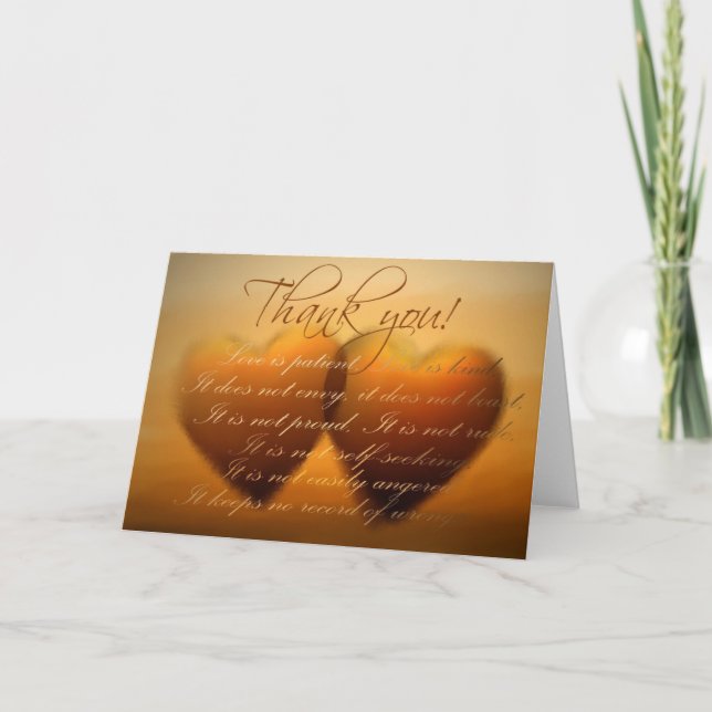 2 cartes de remerciement coeur doré ! (Devant)