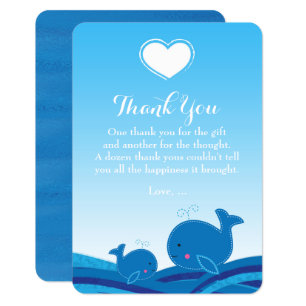 2 Cartes de Remerciement pour Baby Shower Baleines