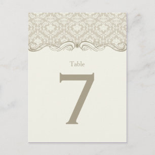 #2 Cartes de table Crème Tan Ivory Damask Swils