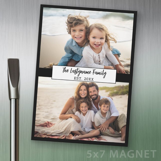 2 Collage Photo Nom de Famille - Magnet Frigo (Photo Magnet Sheet - 5 inches x 7 inches)