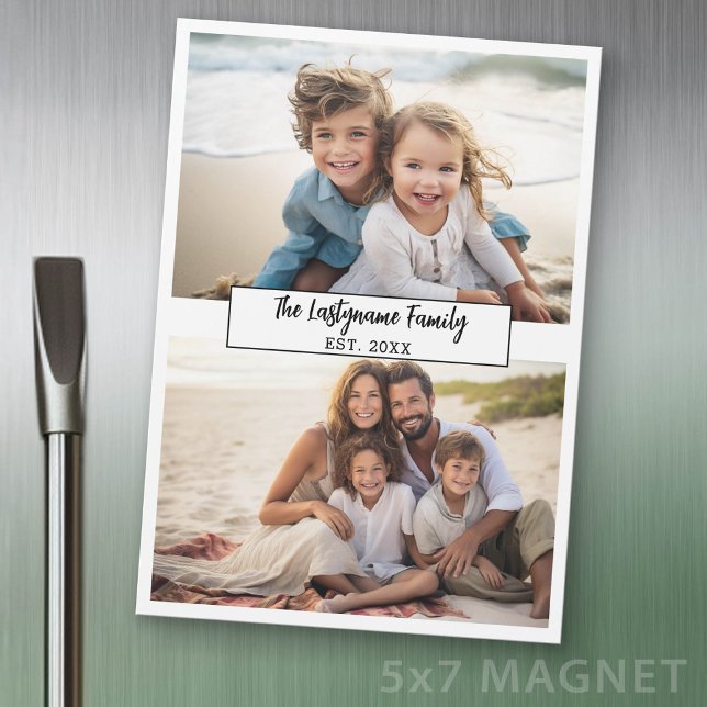 2 Collage Photo Nom de Famille - Magnet Réfrigérat (Photo Magnet Sheet - 5 inches x 7 inches)