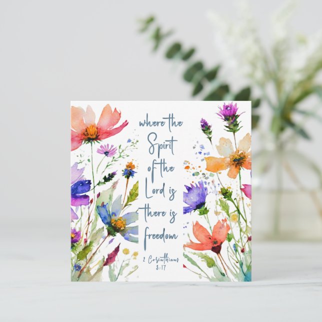 2 Corinthiens 3:17 Liberté Bible Verse Carte Plat (Debout devant)