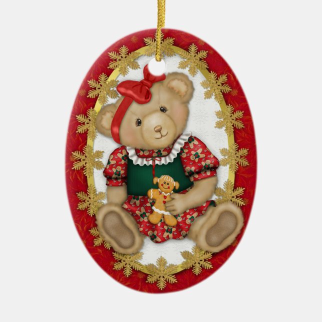 2 Côté - Beary Joyeux Teddy Ours Ornement (Devant)