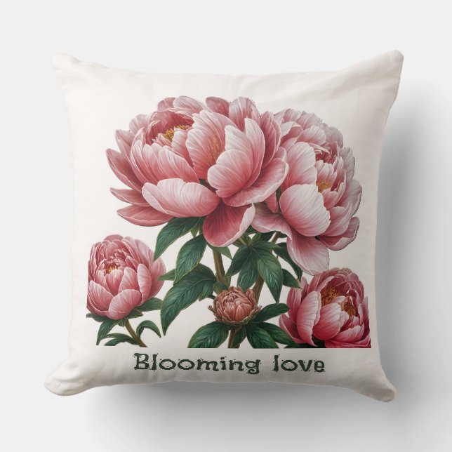 2 côtés noir & blanc Blooming love lancer oreiller (Recto)