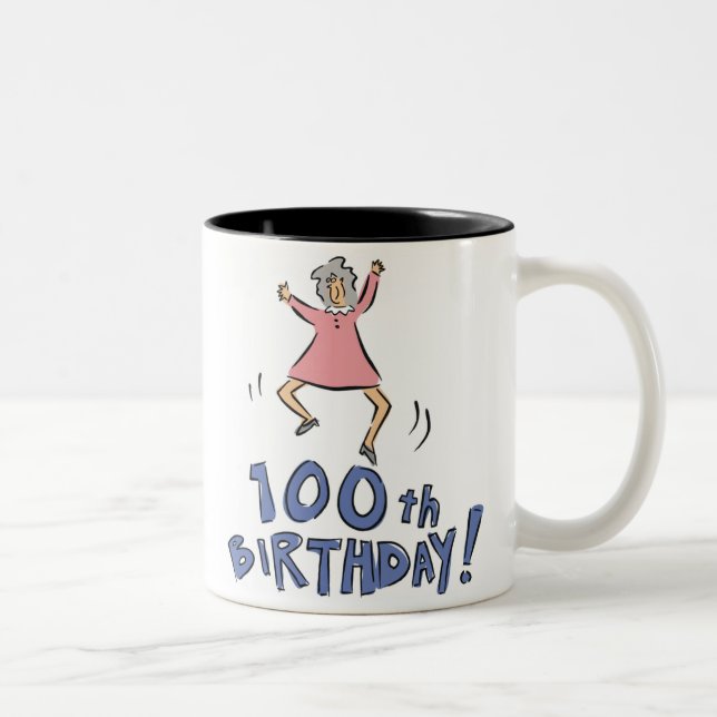 2 Couleurs 100th Tasse de cadeaux d'anniversaire (Droit)