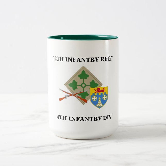 2 Couleurs 12ème Tasse de division d'infanterie de régiment (Centre)