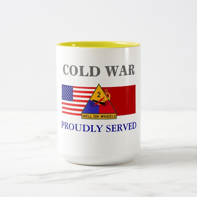 2 Couleurs 2ème TASSE de GUERRE FROIDE de DIVISION BLINDÉE (Centre)