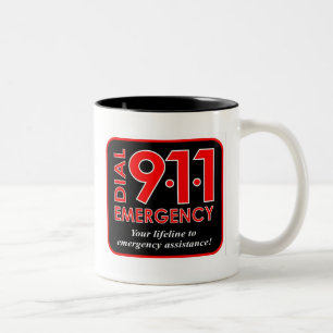 2 Couleurs 911" tasse composent secours" 911