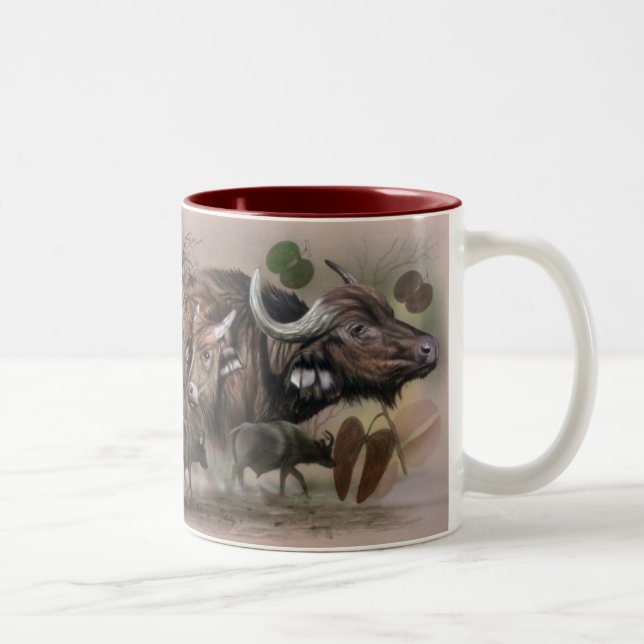 2 Couleurs Africain Big 5 tasse à café - Cape Buffalo (Droit)