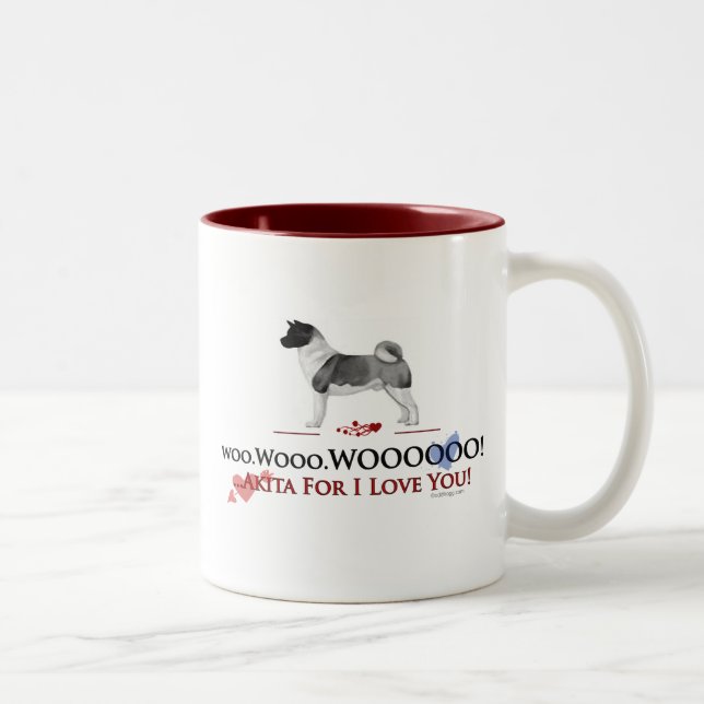2 Couleurs Akita Valentine courtisent la tasse de WOOO (Droit)