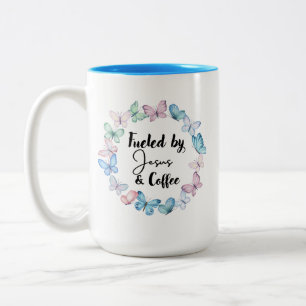 2 Couleurs Alimenté par Jésus & Café GRANDE tasse