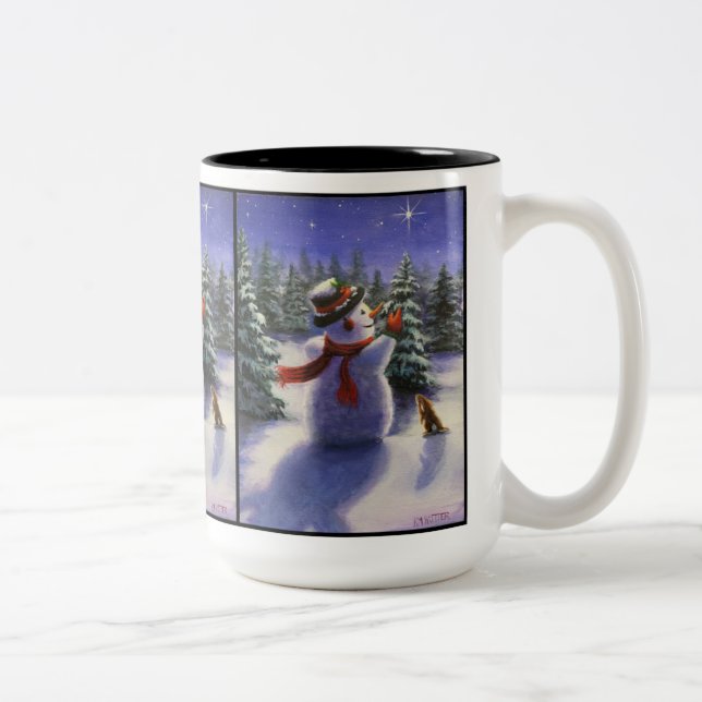 2 Couleurs Amis de Noël Snowman et lapin tasse d'hiver (Droit)