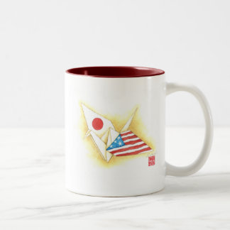 2 Couleurs Amitié Japon-États-Unis de ~ de ton de la tasse de