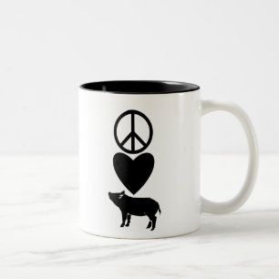 2 Couleurs Amour de paix et tasse de porcs