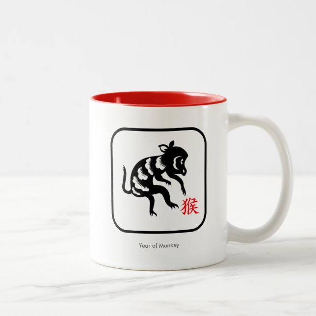 2 Couleurs Année de tasse de singe - zodiaque chinois (Droit)