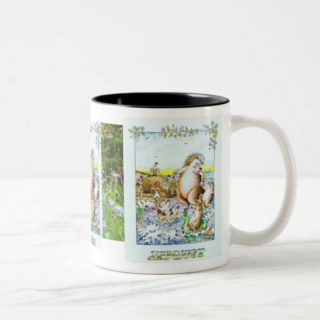 2 Couleurs Août, tasse d'anniversaire de hérisson (Droit)