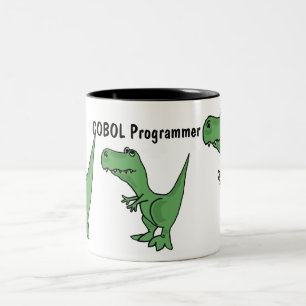 2 Couleurs AQ- tasse de dinosaure de programmeur de COBOL