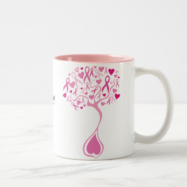 2 Couleurs Arbre rose personnalisé de tasse de cancer du sein (Droit)