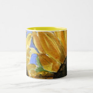 2 Couleurs Art de peinture d'aquarelle de tasse du tournesol