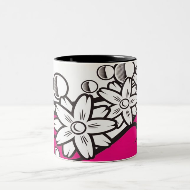 2 Couleurs Art floral sur la tasse basse rose (Centre)