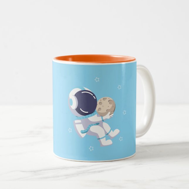 2 Couleurs Astronaute Bleu Clair - Tasse (Devant droit)