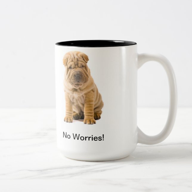 2 Couleurs Aucune tasse de Shar-Pei d'inquiétudes (Droit)