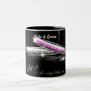 2 Couleurs Avec cet anneau I Thee épousez la tasse de marié